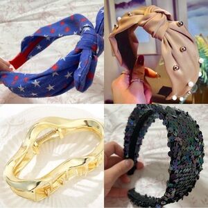 Stylish Accessories for Hair Set - Blue, Beige, Gold, Black